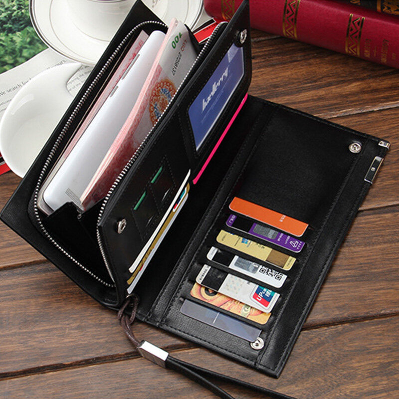 Men's Long Purse Multi-Functional Zipper Handbag Money Bag Large Capacity PU Wallet Fashion Card Bags Wallet Men