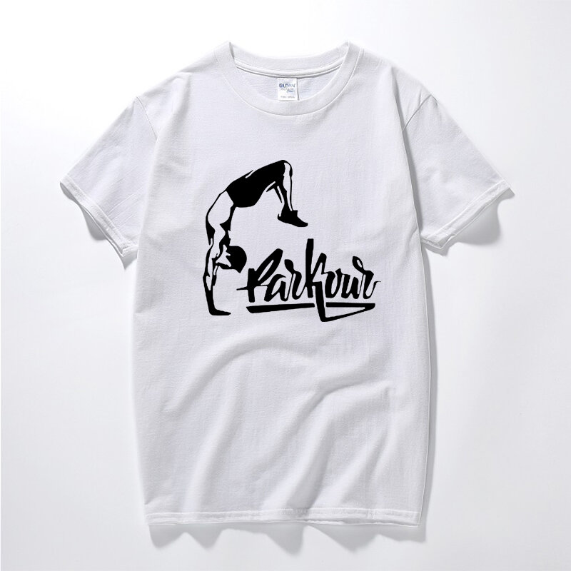 T-Shirt manches courtes col rond homme, humoristique, en coton, imprimé Parkour