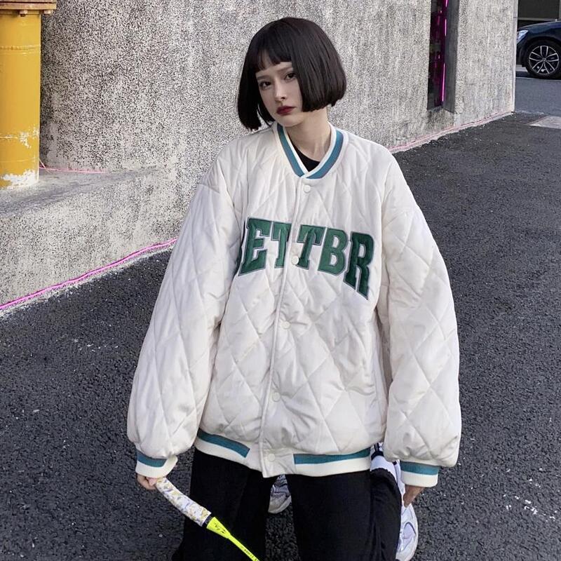 Costume de Baseball ample pour femme, veste rembourrée en coton, Harajuku Ins, avec lettres imprimées, vêtements chauds d'extérieur, tendance, pour l'automne et l'hiver