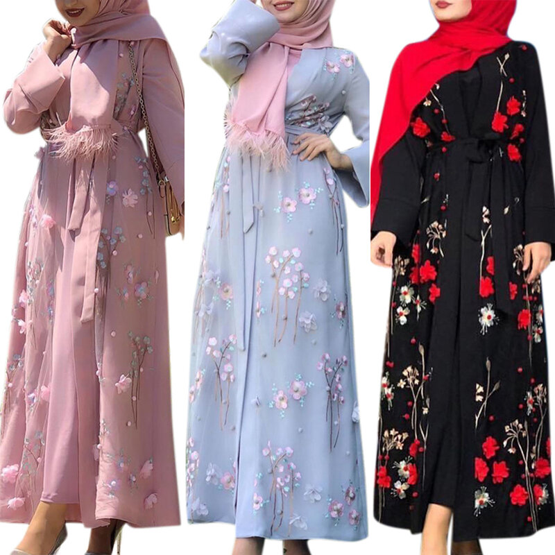 Dài Dubai Abaya Áo Khoác Cardigan Kimono Hồi Giáo Hijab Đầm Thổ Nhĩ Kỳ Ả Rập Saudi Châu Phi Váy Đầm Cho Nữ Caftan Áo Dây Hồi Giáo Quần Áo