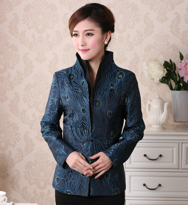 Chińska kurtka Plus rozmiar 4XL klasyczna damska satynowa kurtka płaszcz orientalna damska odzież wierzchnia 2019 nowy wieczór Party płaszcz