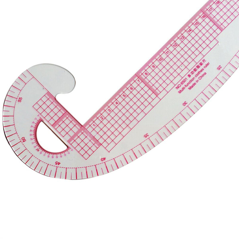 Multifunções 6501 plástico francês curva costura régua medida alfaiate régua que faz a roupa 360 graus dobrar ferramentas régua