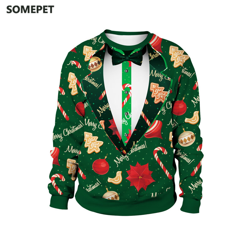 Maglione natalizio divertente carino no(xmas Print maglione verde Casual Holiday Family Party Pullover regali donna uomo felpe