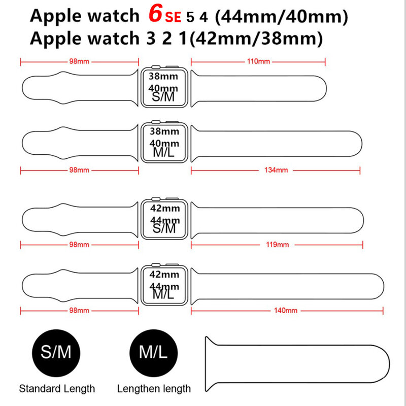 Silicone Strap For Apple Watch band 6 44mm 42mm 40mm 38mm Smart rubber watchband bracelet iWatch band for Series 6 SE 5 4 3 2 se