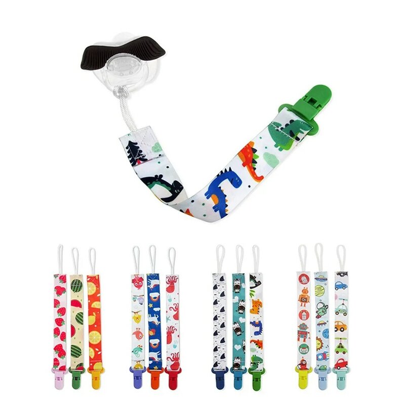 3Pcs/Set Baby Pacifier Clip Pacifier Anti-lost Chain Dummy Clip Nipple Holder Cartoon Print Child Kid Pacifier Soother Holder