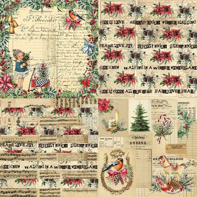 24Pcs/Lot Christmas Girl Retro Material Papers DIY Scrapbooking Album Diary Gift Decorative Paper Scrapbooking Paper