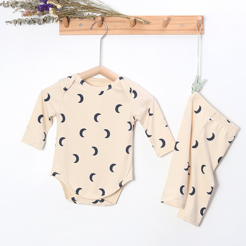 Conjunto de ropa para bebé recién nacido de 0 a 24 meses, mono estampado de manga larga, pelele, Top y pantalón, traje de 2 piezas, conjunto de ropa para bebé