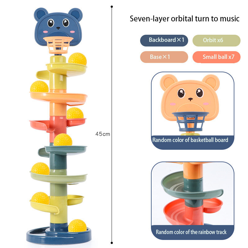 Zabawka dla dzieci tocząca się piłka wieża stos wczesna edukacja zabawka edukacyjna obrotowa ścieżka edukacyjna zabawka dla dziecka prezent