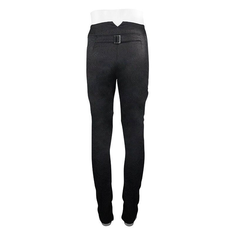 Calça jeans diabólica de cintura alta masculina, calça de seda preta estilo vitoriano gótico, punk steampunk para homens