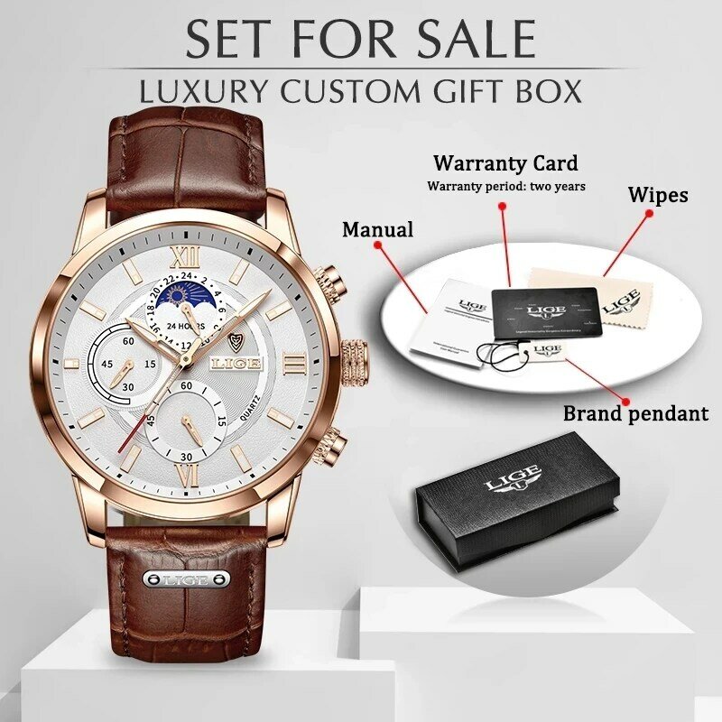 2022 mężczyźni zegarki LIGE marka zegarki sportowe dla mężczyzn zegar kwarcowy człowiek dorywczo wojskowy wodoodporny zegarek na rękę relogio masculino + Box