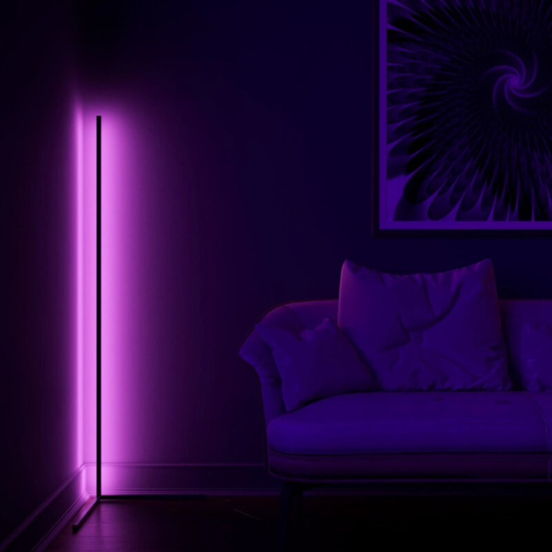Светодиодная угловая напольная лампа RGB, современный простой красочный светильник для спальни, атмосферный декор для клуба и дома, комнатны...
