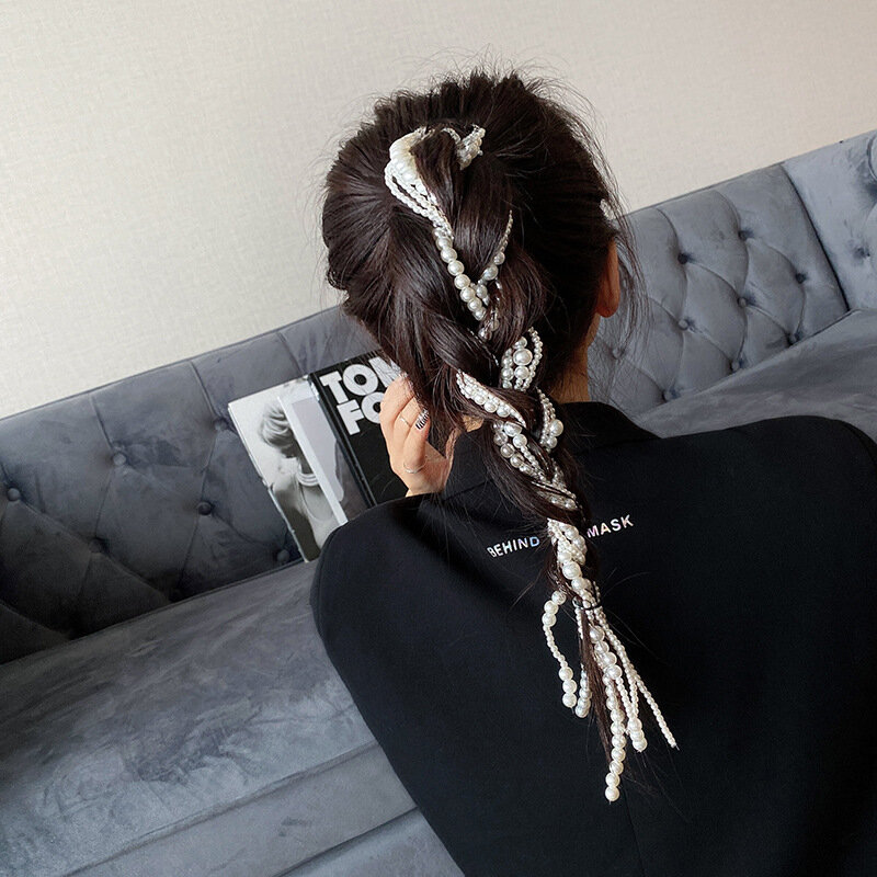 Pearl Braided Hair Chain Girl Hairpin Butterfly Hair Band Headdress Hair Accessories
