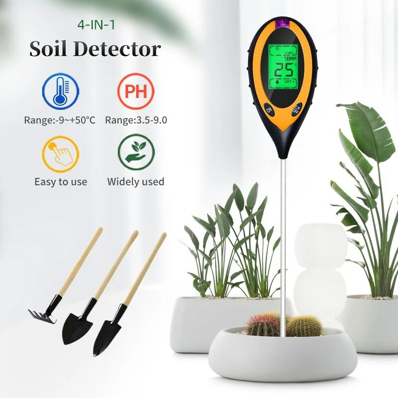 Medidor de PH para plantas, Sensor de humedad del suelo, instrumento de medida de acidez, 3/4/5 en 1, PH/humedad/temperatura/suelo, 43% de descuento