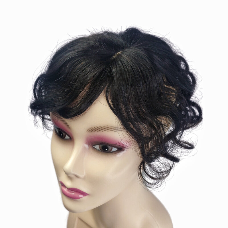 Halo Lady Beauty Air Bangs Hair Toppers Clip In Crown Human Hairpieces Volume Body Wave Fringe Hair Brazilian Non-Remy Machine