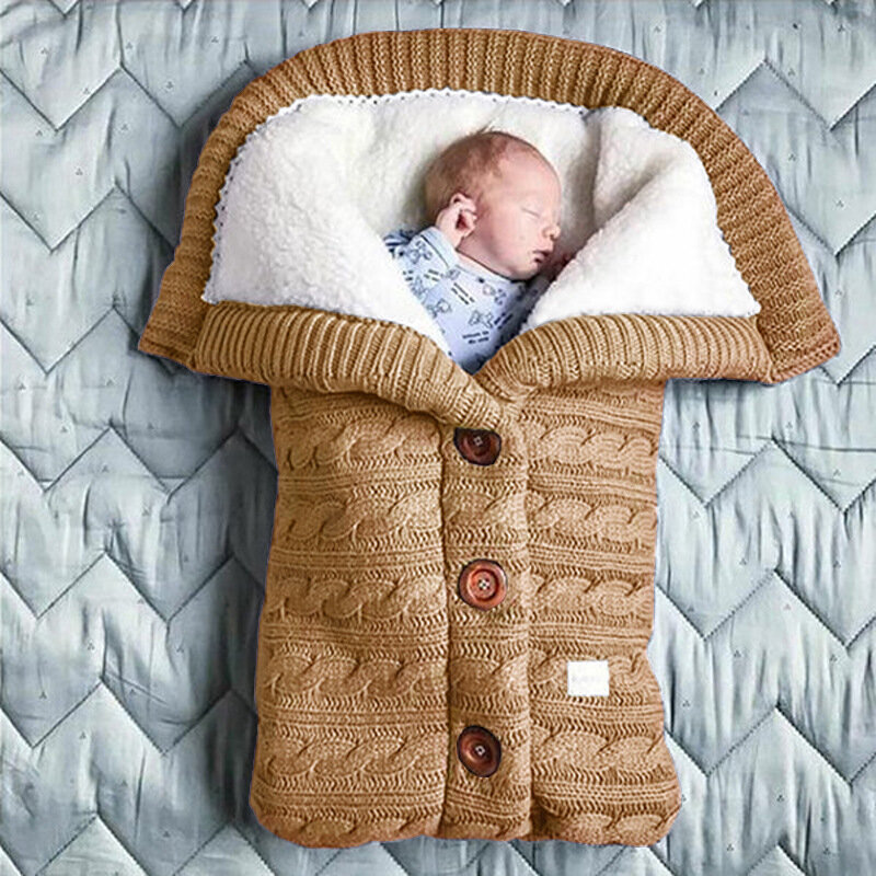 暖かいベビー毛布ニット新生児おくるみラップソフトinfantsleepingバッグfootmuff綿封筒ベビーカーアクセサリー毛布
