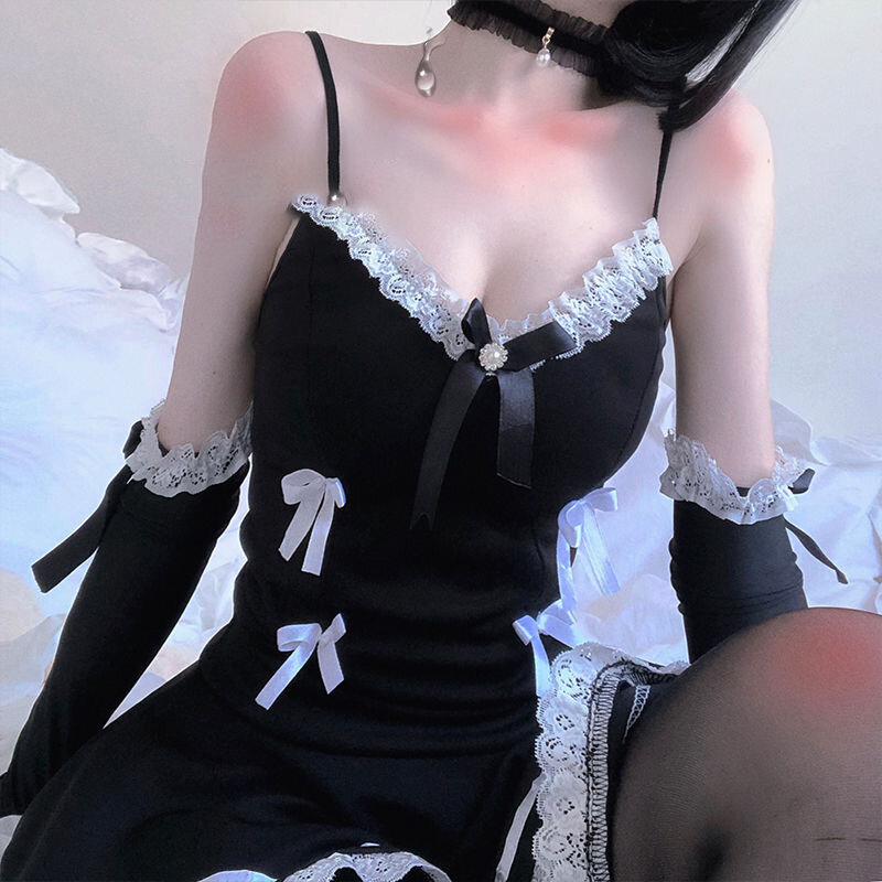 Lolita Uniform Sexy Outfits Plus costumi di Halloween per le donne Adult Maid Dress Cosplay Lingerie lovernight French Maid Costume