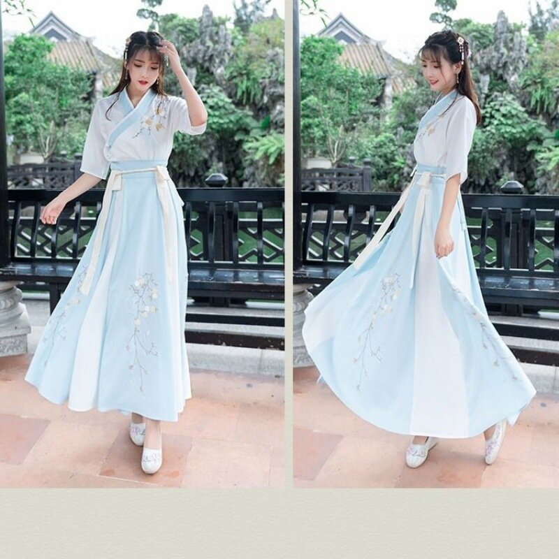 Nieuwe Hanfu Vrouwelijke Fee Luchtige, Oude Stijl Super Fee Student Chinese Stijl Frisse En Elegante Set Van Fee Kostuum