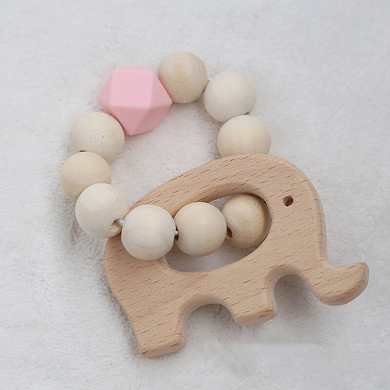 Chocalho de madeira 12 #, anel de dentição com chocalhos para bebês, brinquedo para carrinho de bebê com chocalho