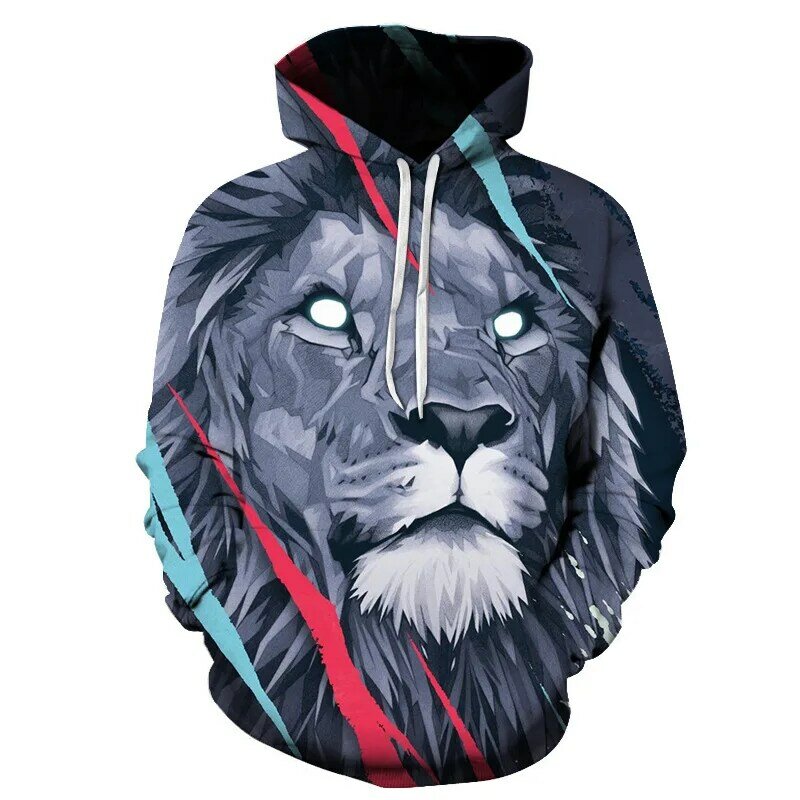 Sweat à capuche imprimé Animal lion 3D pour hommes, Streetwear, décontracté, veste de sport, automne, 2021