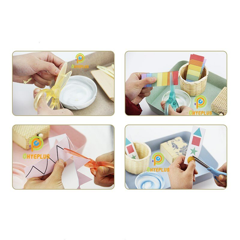 Cięcia papieru nożyce cięcia materiały Montessori dzieła sztuki nożyczki bezpieczeństwa dla dzieci wczesna edukacja sprzęt dla dzieci 2 ~ 6 lat