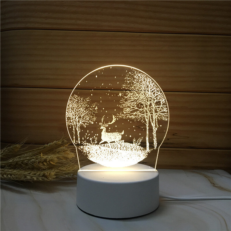 Lampe Led 3D en acrylique, luminaire décoratif d'intérieur, romantique, idéal pour une Table de chevet, une fête d'anniversaire ou un cadeau de Festival