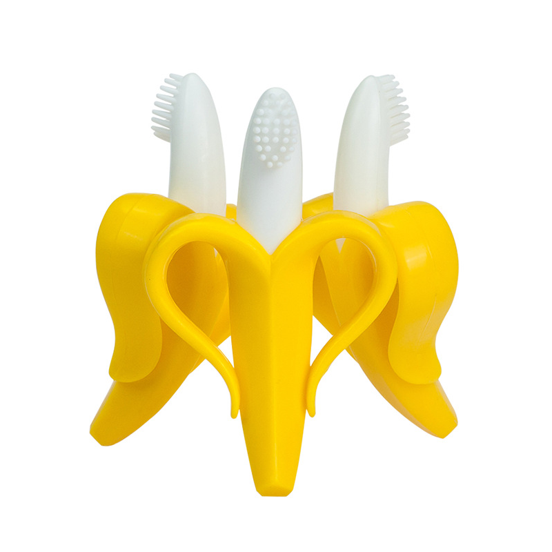 Wysokiej jakości zabawka gryzak dla dziecka w kształcie owoców bananowy pierścień silikonowy chew opieka stomatologiczna szczoteczka do zębów pielęgnacja koraliki prezent dla dziecka