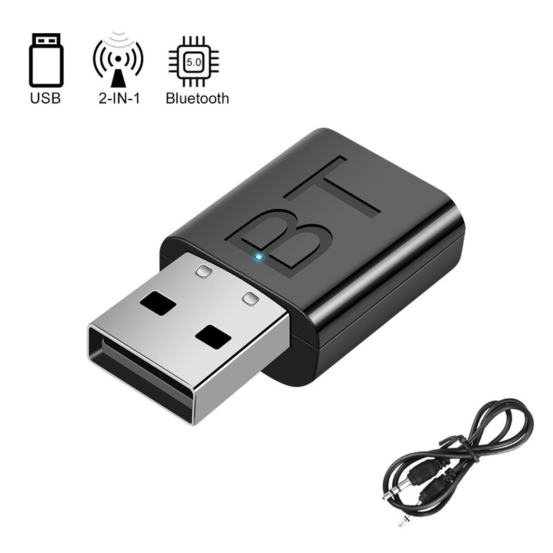 USB 3.5mm TV PC Car Kit Wireless Adapter Bluetooth 5.0 Receiver Transmitter 3 In 1 Mini Stereo Car HiFi Audio Bluetooth Adapter