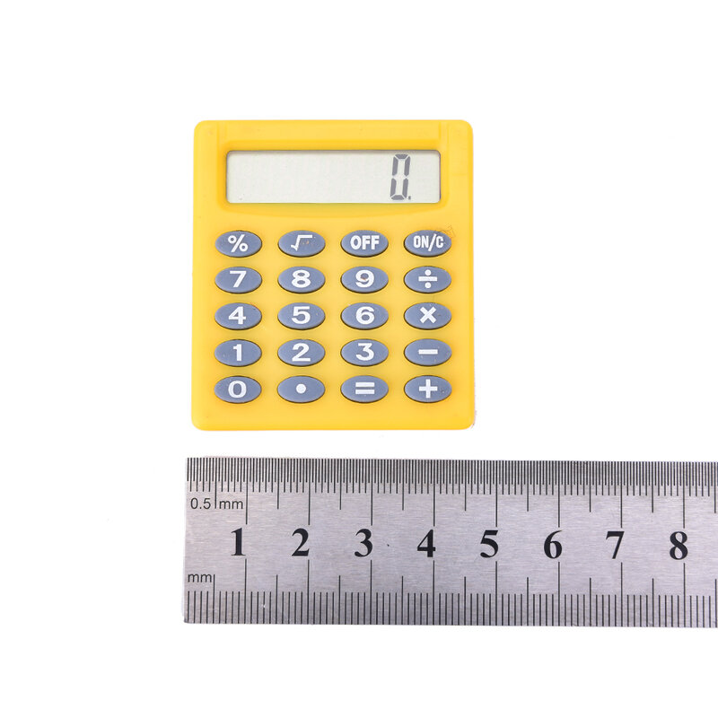 Mini calculadora eletrônica para escritório, bateria de moeda para presente de estudantes, cores aleatórias, 1 peça