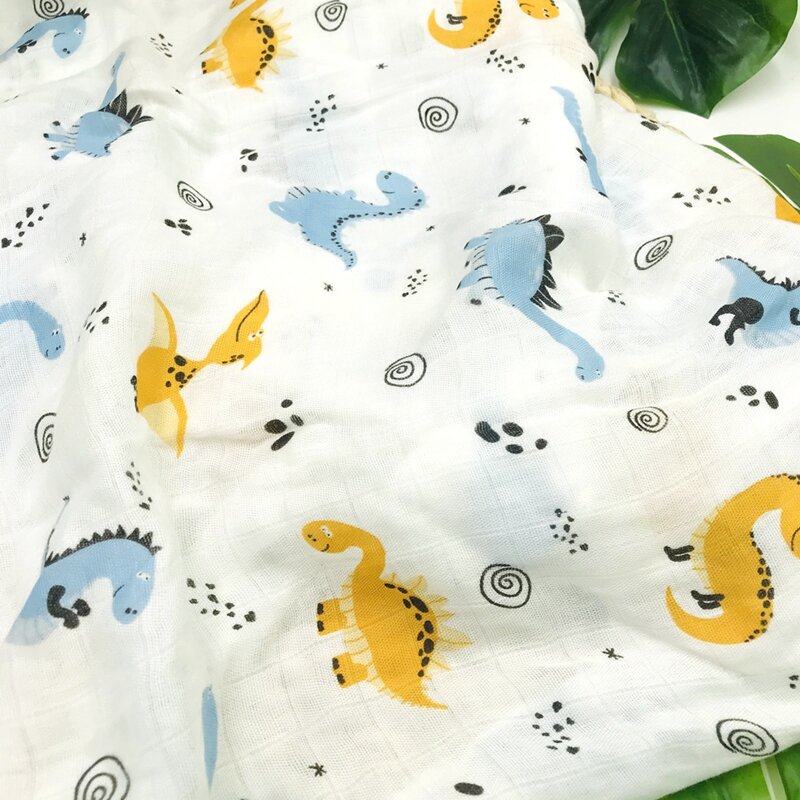 dinosaur 100% bamboo fiber muslin baby blanket swaddle babies wrap for newborn blanket bath gauze infant soft milestone nest