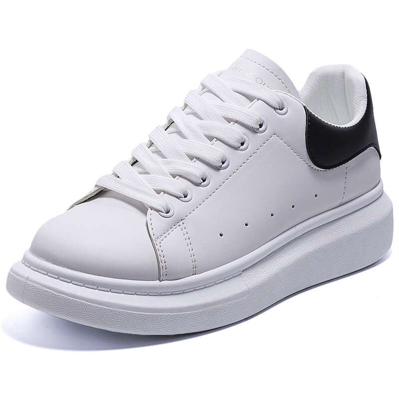 Zapatos deportivos para hombre y mujer, calzado informal de suela gruesa, blanco, cómodo, para correr
