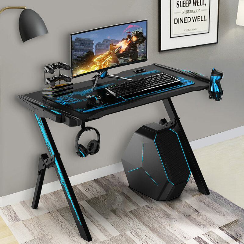 43,3 "игровой стол Профессиональный Интернет кафе игровое кресло компьютерный стол с аудио Сенсор RGB светодиодный свет подстаканник крюк для ...