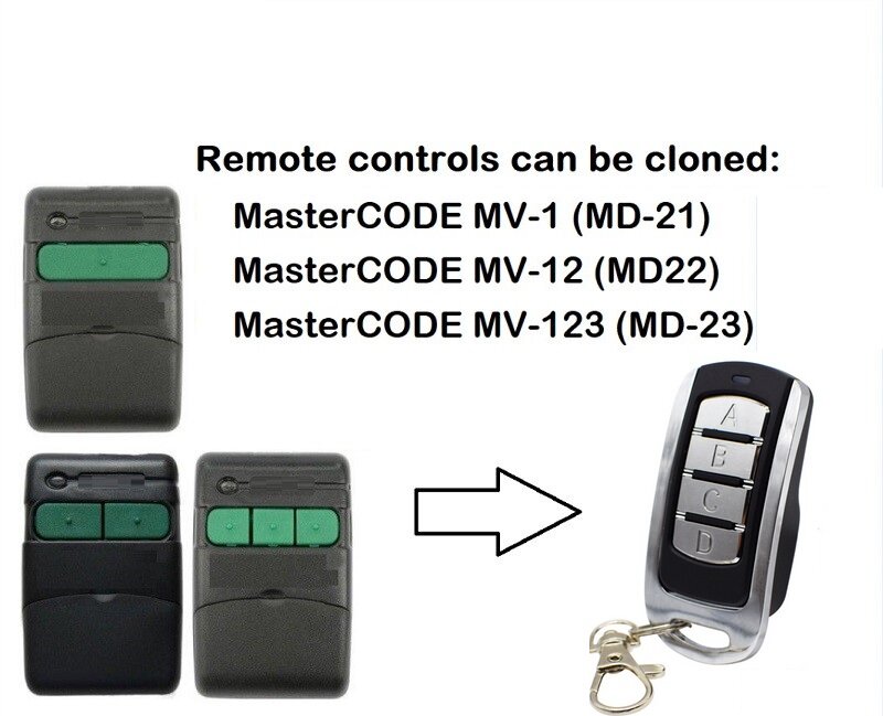 Para duplicador 278mhz-868.3mhz mastercode MV-1 controle remoto da porta da garagem do comando fixo & código de rolamento