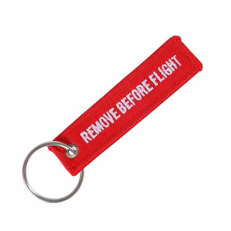 1PCS 8x2cm Mini Red REMOVE BEFORE FLIGHT Keychain for Aviation Gift Promotion Christmas Gifts Key Tag Embroidery Key Chain