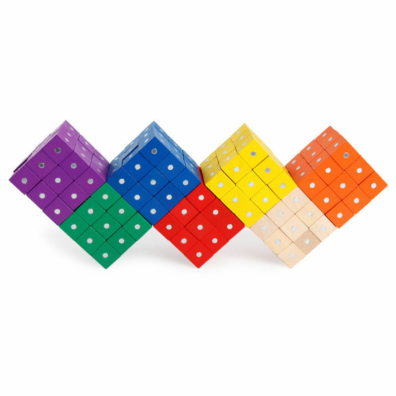 3pcs 2cm Wood Block Magnetic Cube Children 3D DIY Magnetic Building Blocks For Kids Educational Math Toys Model Christmas Gift