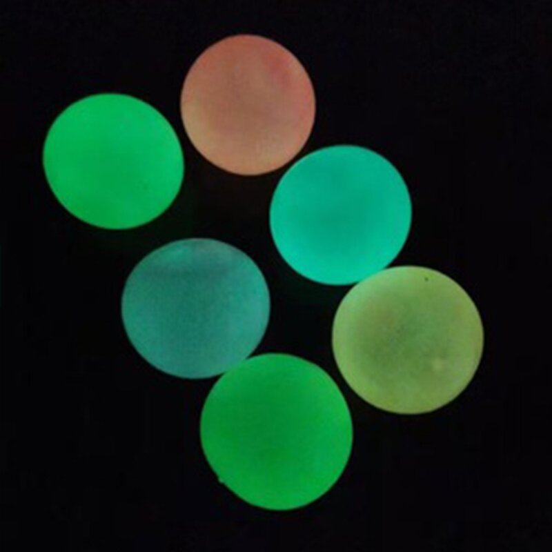 L41D 4pcs Glow in Dark Jelly Ball Stick Wall Ball Kids Toy Adult Toy Indoor Sports Funny Toy