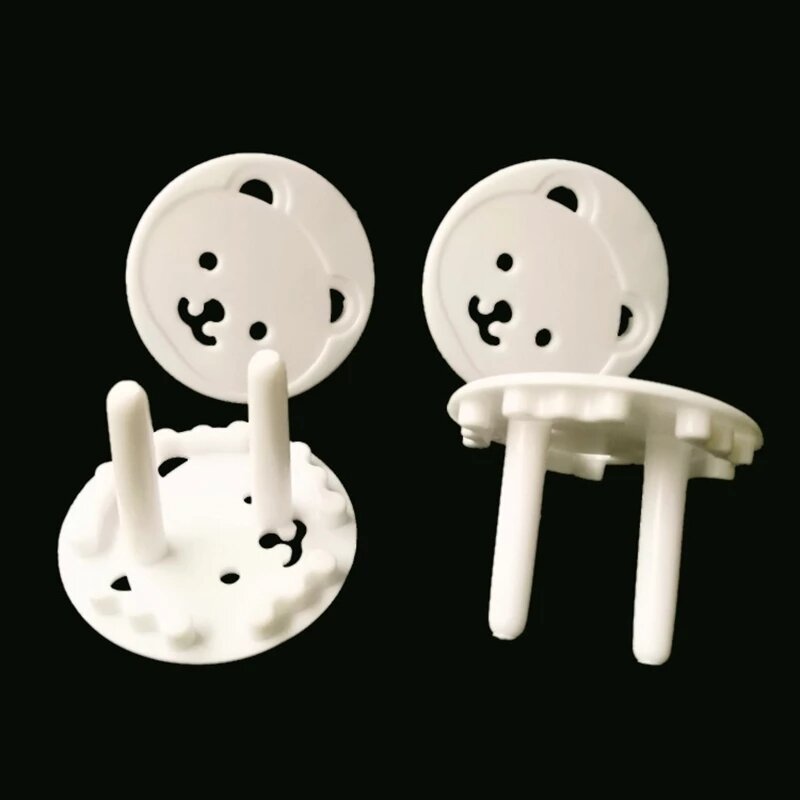 10pcs Bear EU Power Socket Electrical Outlet Plugs Protector Baby Kids Safety 2 Hole Round Against Plastic Security Locks Cover