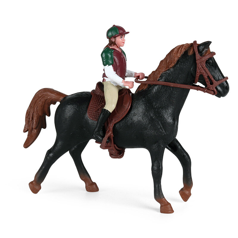 New Simulated Animal Horse Action Model Horseback Riding Race Hollow Animal Figurine Kids Educational Toys Boy Collects Gifts