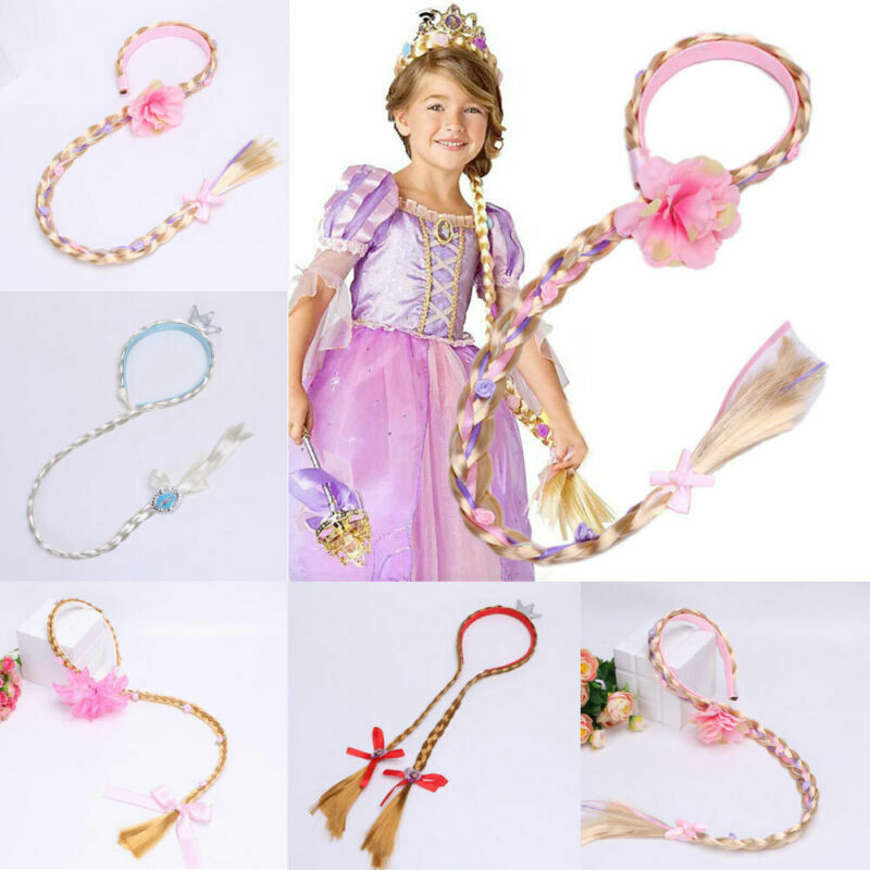16 estilos crianças meninas loira cosplay tecelagem trança emaranhado rapunzel princesa bandana cabelo acessórios menina peruca headwear