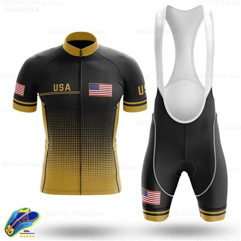 USA odzież rowerowa 2020 stany zjednoczone niestandardowe Ropa Ciclismo Hombre zestaw rowerowy z krótkim rękawem Mtb Bike Uniforme Maillot Ciclismo