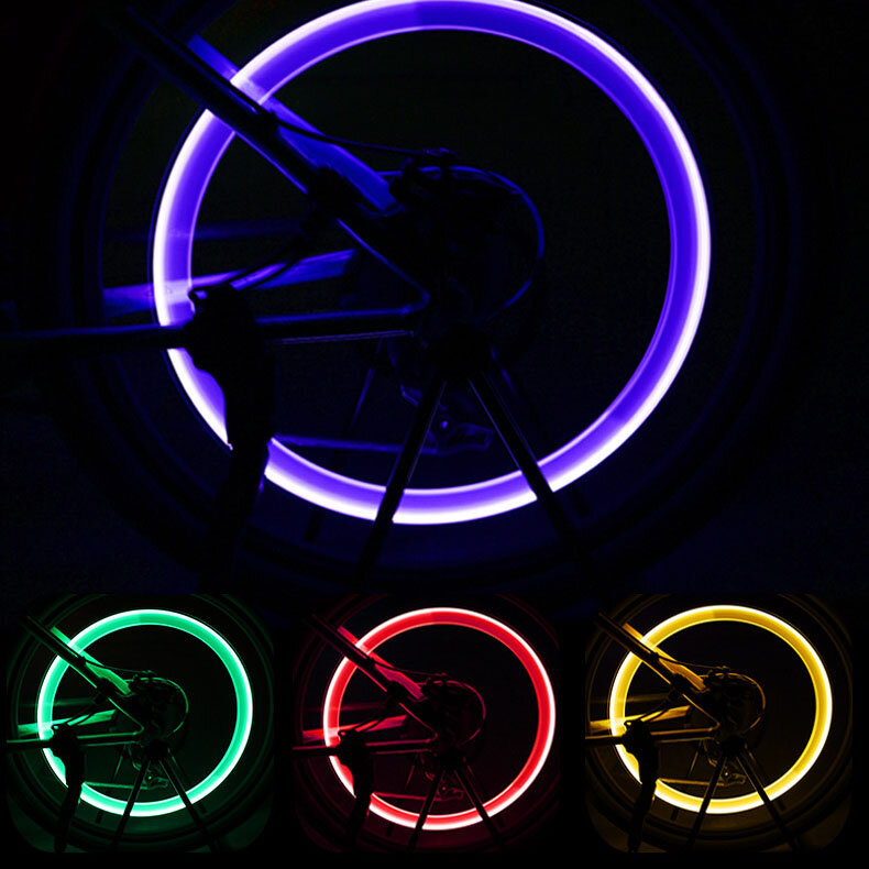 Sensori di movimento luci per biciclette con batterie LED ruota per bici luci per raggi lampada per pneumatici valvola per pneumatici MTB accessori per biciclette