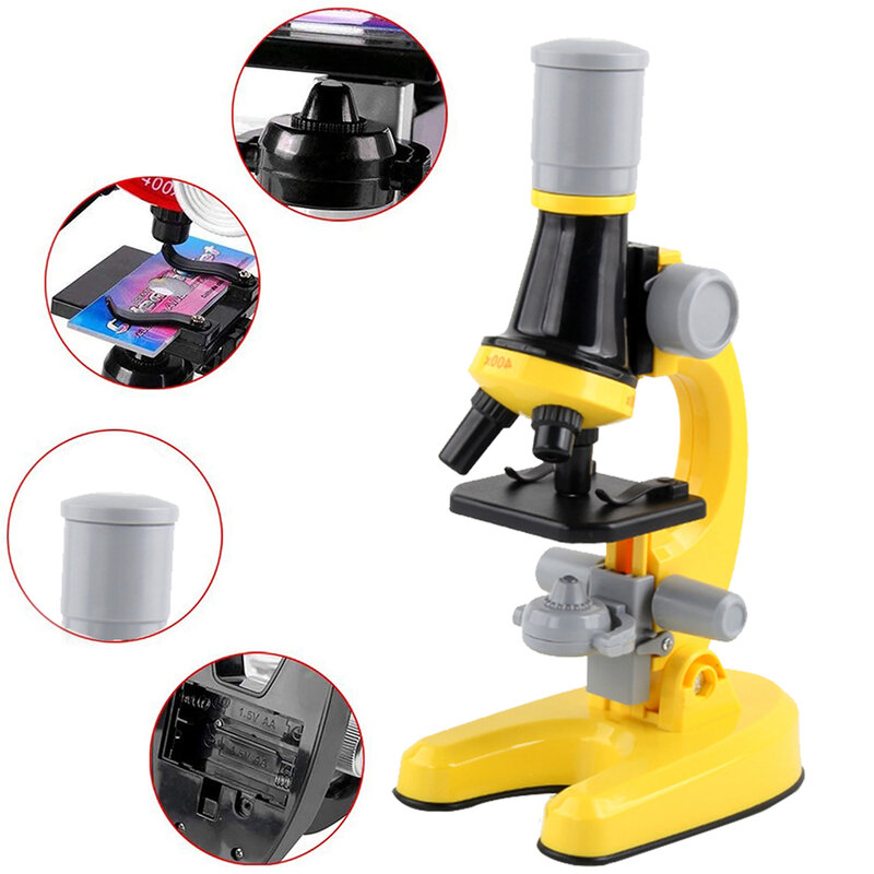 TKDMR 1200x regulowane laboratorium dla dzieci biologiczny mikroskop LED monokularowy zestaw do nauki w domu szkoła zabawki edukacyjne prezent