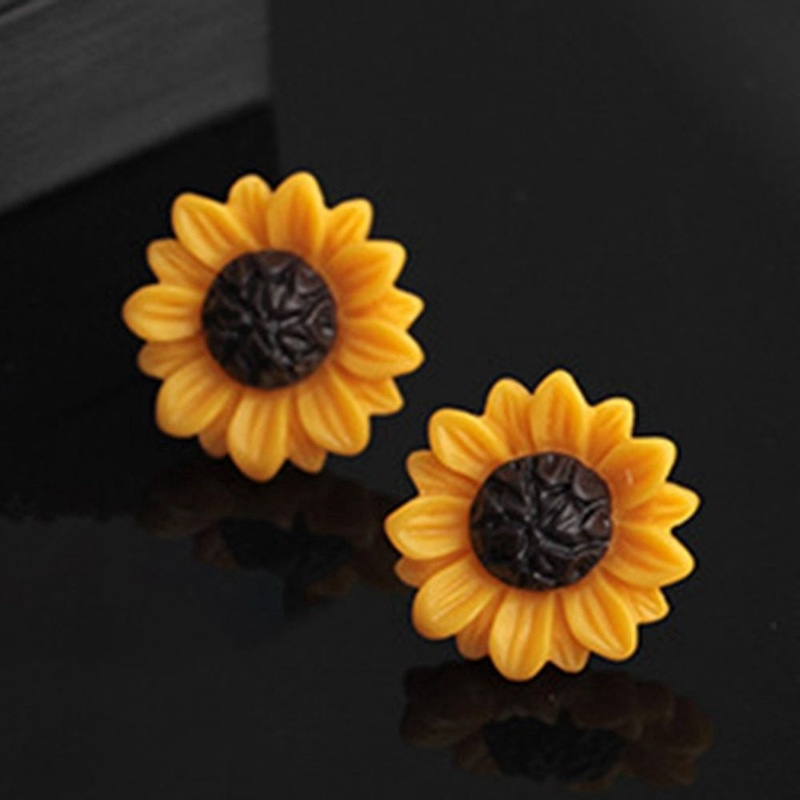 Exquisite Frauen Sunflower Blume Verziert Ohrringe Erklärung Schmuck Geschenke