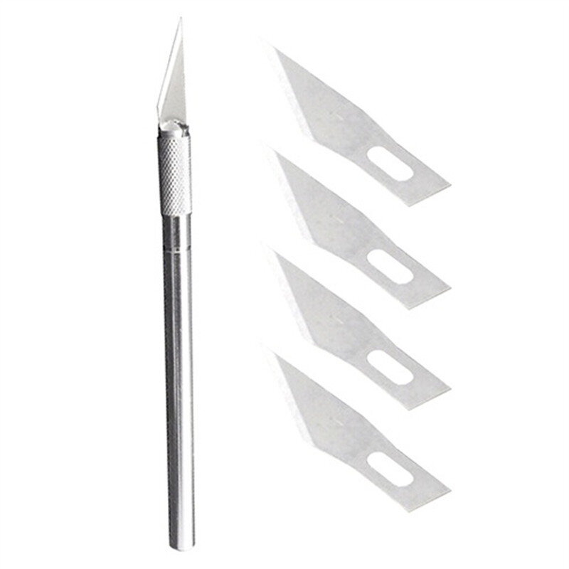 ประณีตไม้แกะสลักปากกาเครื่องตัดกระดาษ Sculpting Art ตัดเครื่องมือหัตถกรรมมีด + 5ใบมีด DEL