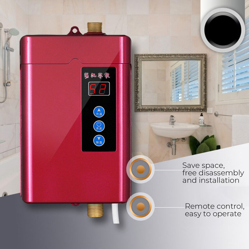 Mini calentador de agua eléctrico instantáneo, 4000W, 110-240V, sin tanque, sistema de calentador de agua instantáneo para cocina y baño