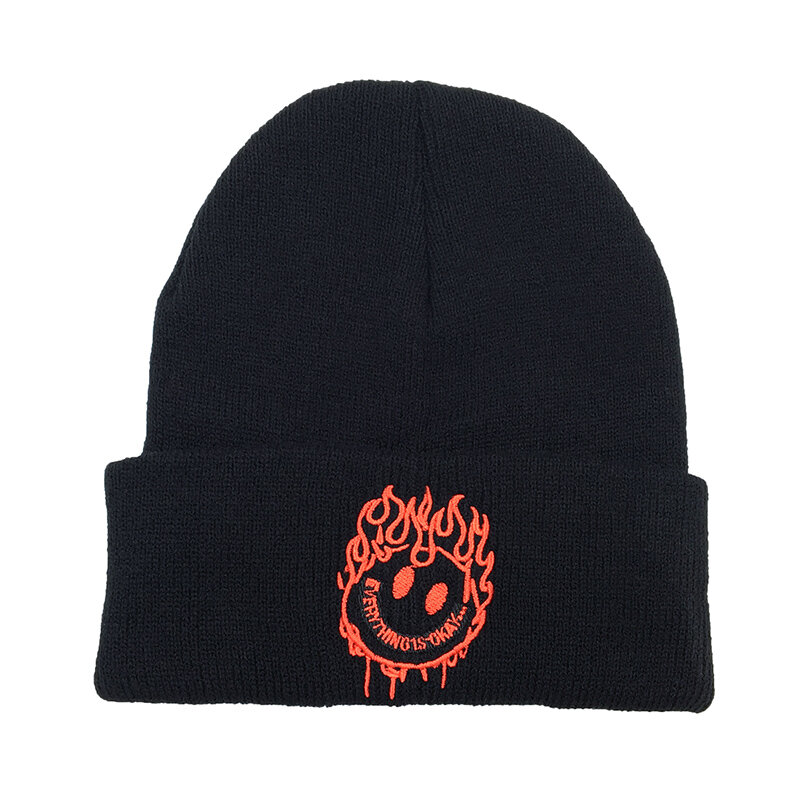 Nuovo sorriso che brucia berretti autunnali berretti per uomo donna mantieni caldo moda cappello invernale lavorato a maglia Skullies Hip-hop cappello freddo