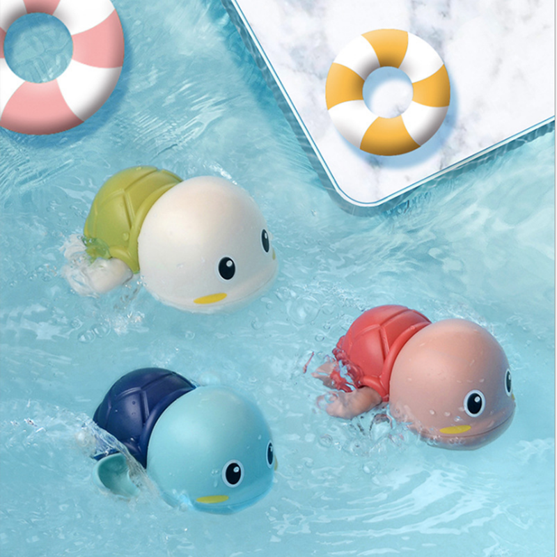 1 tortue mignonne de bain pour bébé, jouet drôle de dessin animé, la tortue à enrouler peut nager automatiquement, jeu classique pour enfants