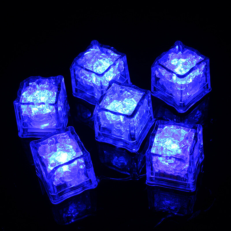 12pcs DIY LED Flash Ice Cubes Light Novelty Drink Cup Sensor Colorful Glowing Square Lamp Bar Club Wedding Party Decor
