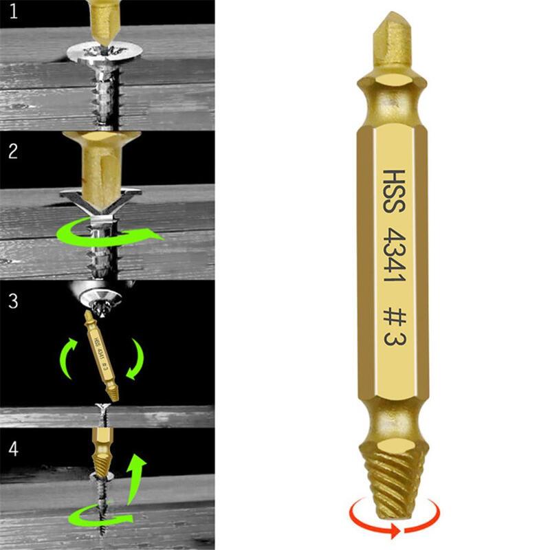 6Pcs Gold Schraube Extractor Set Bohrer Bits Einfach Aus Guide Gebrochen Beschädigt Schrauben Bolzen Entferner