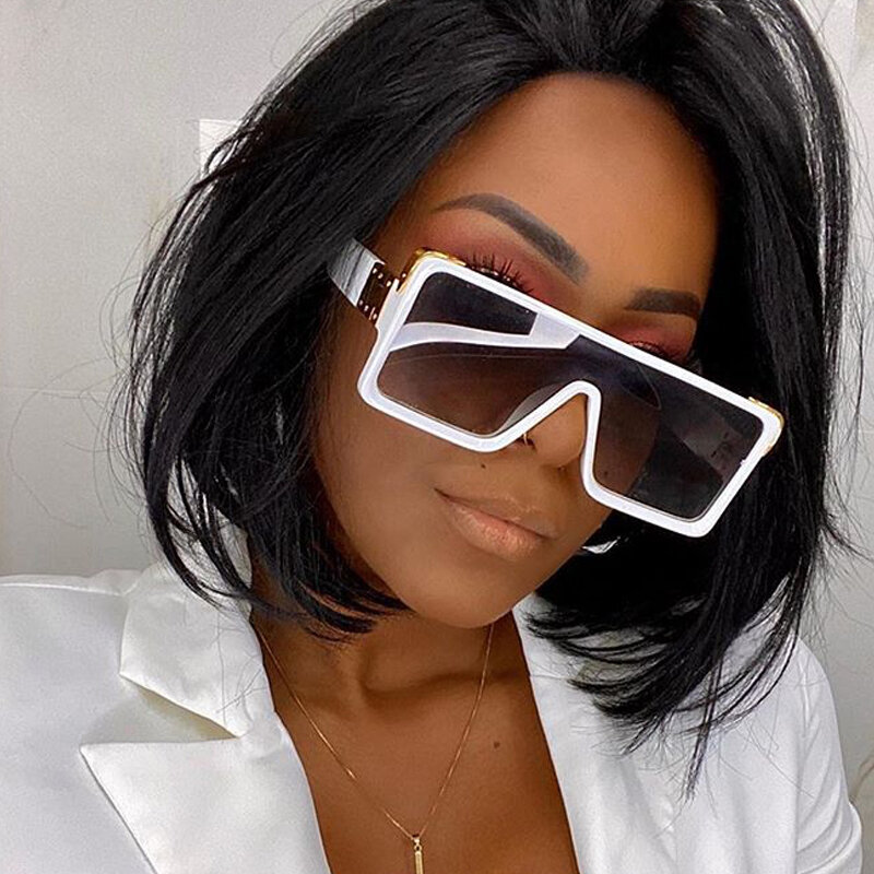 Occhiali da sole quadrati bianchi neri Vintage per donna 2021 nuovi occhiali da sole oversize di marca di moda uomo tonalità di lusso monopezzo