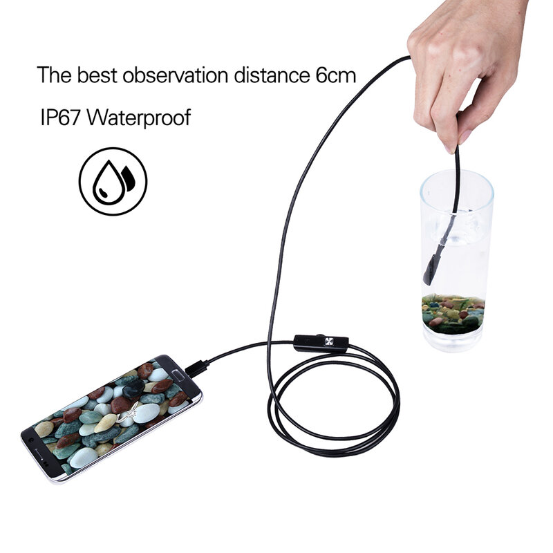 Endoscope à lentille HD 480P USB OTG serpent, caméra d'inspection étanche, boroscope pour téléphone Android et PC